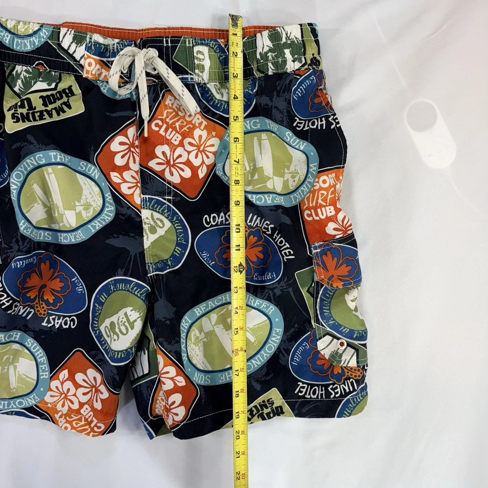 Caribbean Joe Board Shorts Mens L Navy Tropical Surf Swim Trunks 7